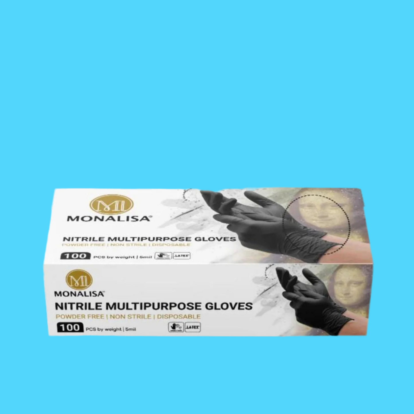 100 MONALISA™ Black Nitrile Gloves | 5mil Exam Gloves |